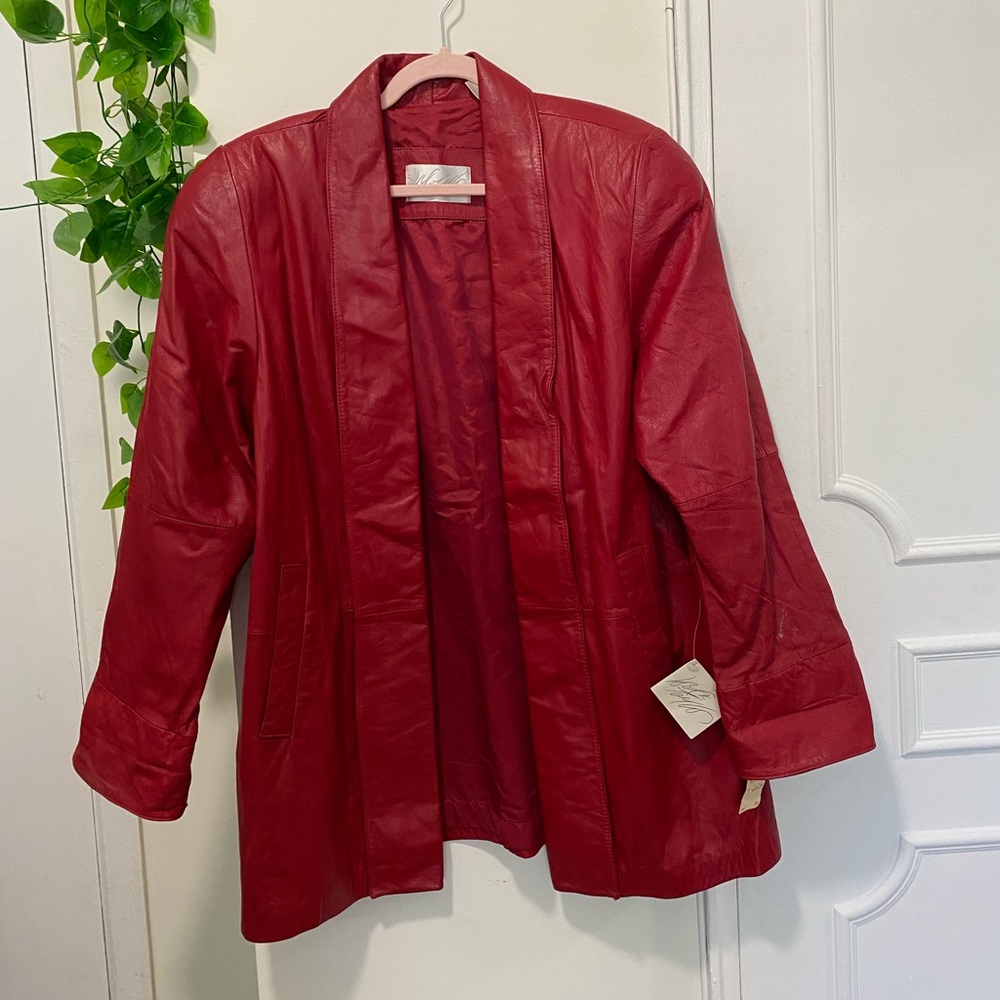 Red leather jacket
